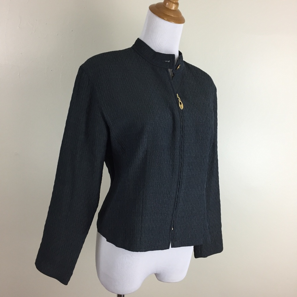 LILIANE BURTY Paris Textured Gold Zip Jacket